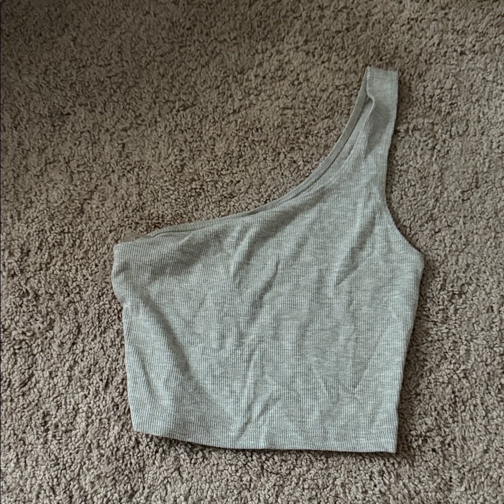 Joah Brown Gray One-Shoulder Tank Top